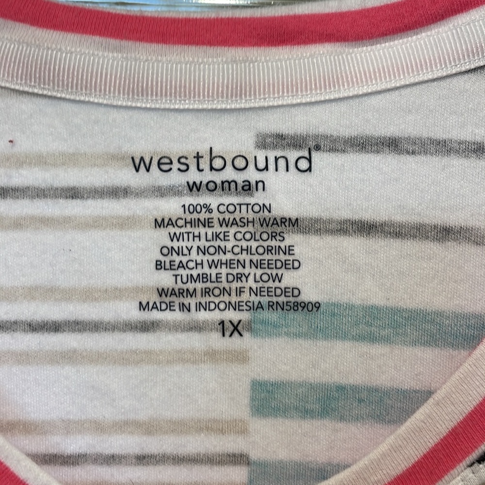 West bound woman size 1X short sleeve striped T-shirt - Picture 2 of 3